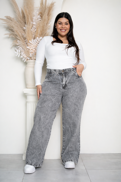 Wide Leg gris arenado