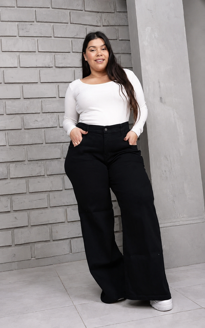 Wide leg negro ELASTIZADO. 