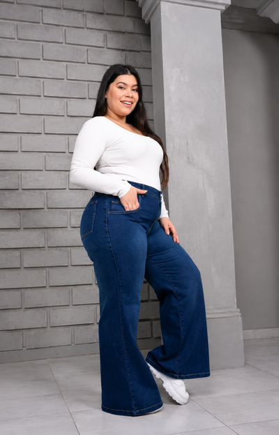 Wide leg azul ELASTIZADO