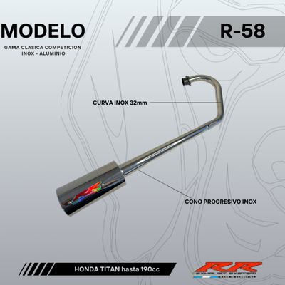 ESCAPE RR R58 PARA MOTORES TIPO HONDA TITAN 150CC