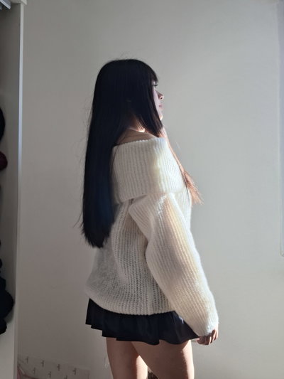 Sweater Vienne — oversize off-shoulder que te hace ver increíble sin esfuerzo 