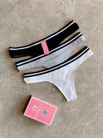 GABELA COLA LESS DE ALGODON Y LYCRA CON ELASTICO PERSONALIZADO DOS TONOS PACK X3