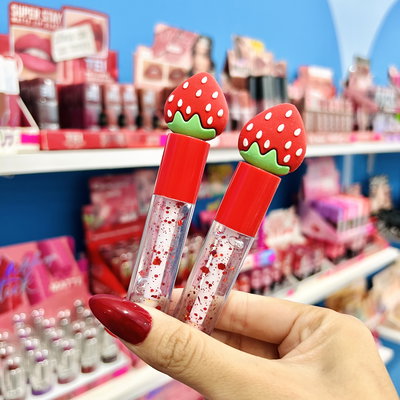 LIP GLOSS FRUTILLA CON GLITTER