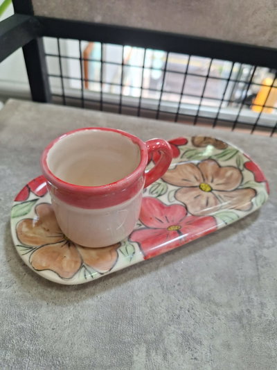 Juego de taza de café con bandeja