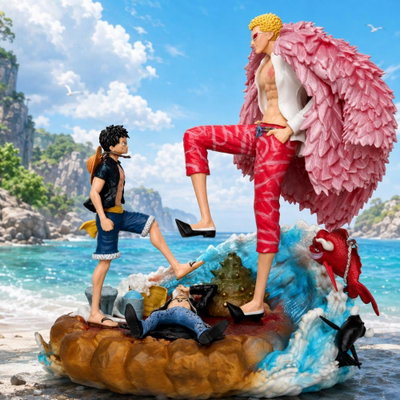 Figura ONE PIECE Diorama Doflamingo y Luffy 21cm