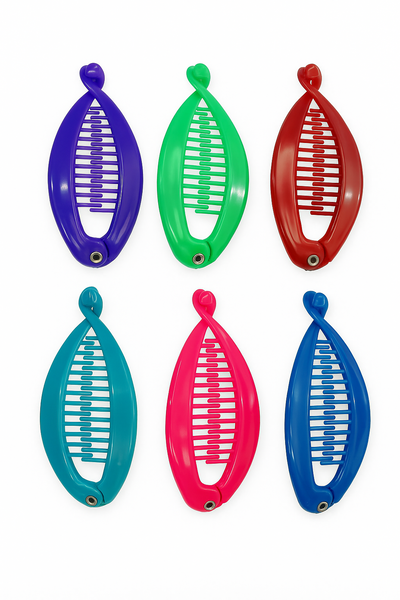 PACK X6 - HEBILLA "PESCADITO" MEDIANO - VARIOS COLORES