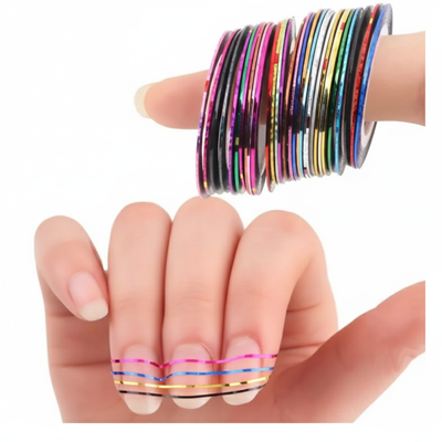 CINTAS ADHESIVAS P/UÑAS LASER - 1mm - VARIOS COLORES