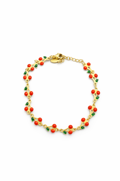PULSERA ACERO QUIRURGICO DIJES CHERRY - VARIOS COLORES