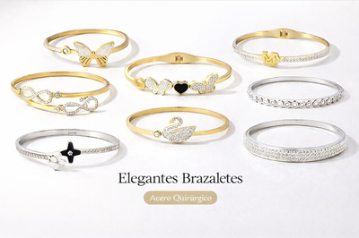 PULSERAS ESCLAVAS ACERO QUIRURGICO - VARIOS MODELOS - PLATEADO/DORADO