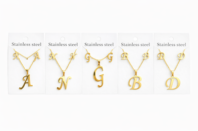 SET AROS + COLGANTE ACERO QUIRURGICO "LETRAS" - VARIOS MODELOS