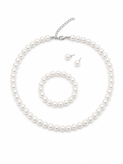 SET COLLAR + AROS + PULSERA PERLA