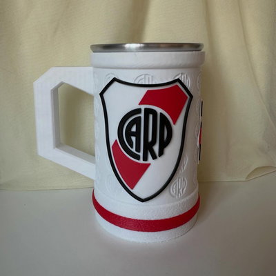 Jarra blanca con relieve de River 