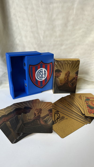 Trucometro pro de San Lorenzo + cartas doradas de Messi y Maradona 