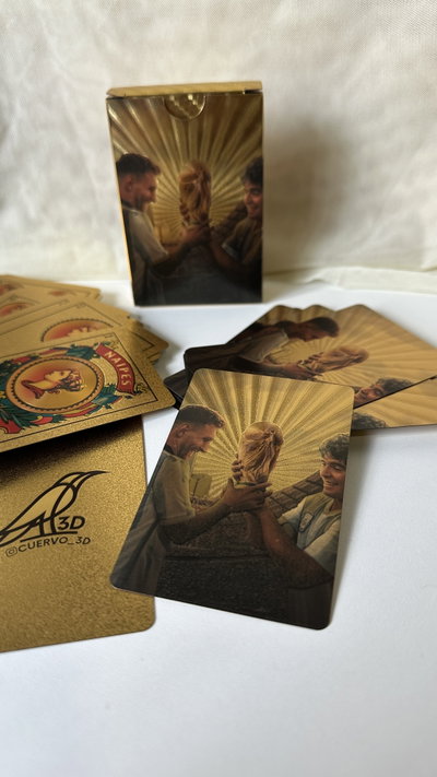 Cartas doradas diseño exclusivo Messi y Maradona