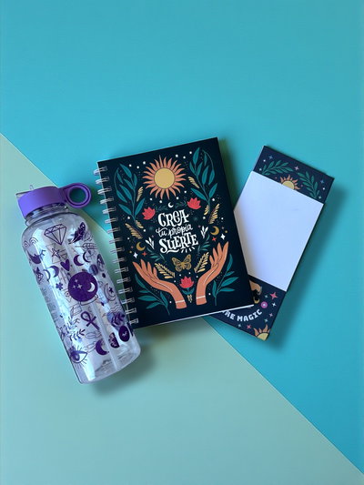 Pack Oficina Cuaderno + Anotador + Botella Papelería Regalo