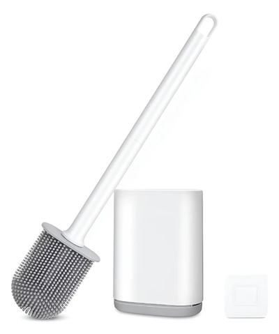 Cepillo Inodoro Escobilla de Silicona Flexible Con Adhesivo