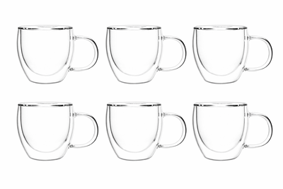 Pack x6 taza doble vidrio 80cc