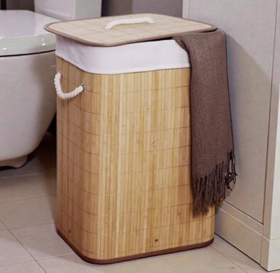 Canasto Bambú con Tela 