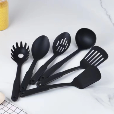 Set Utensilios De Cocina X6 Unidades Negro 