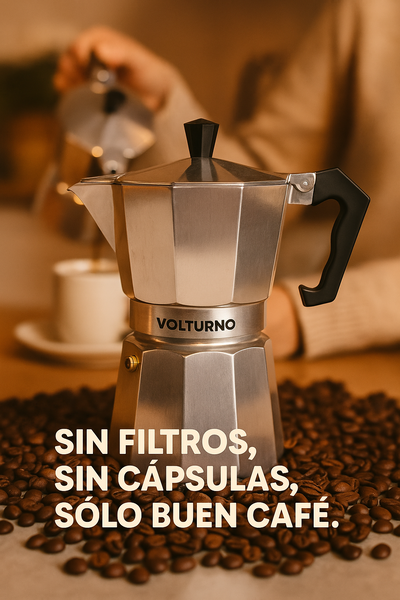 Cafetera Volturno Clasica 9 POCILLOS Manual Aluminio Italia