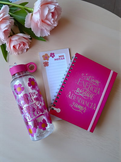 Pack Oficina Cuaderno + Anotador + Botella Papelería Regalo