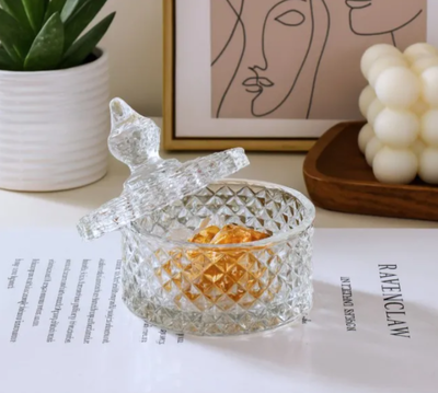 Caramelera Labrada Con Tapa De Vidrio