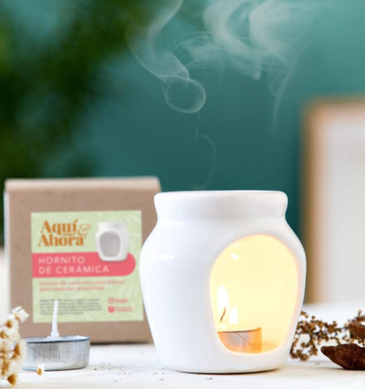 Hornito de cerámica blanco