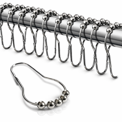 Ganchos De Cortina Roller Metalico Acero X 12 U Color Plata