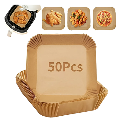 Papel Antiadherente Freidora De Aire 16x16cm Cuadrado X50u Marrón