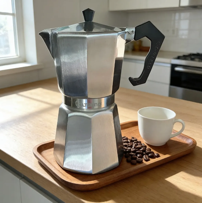 Cafetera Volturno Clasica 6 POCILLOS Manual Aluminio Italia