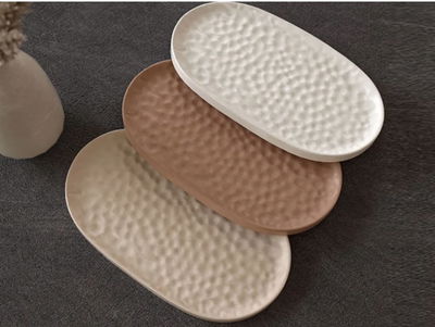 bandeja ovalada con relieve