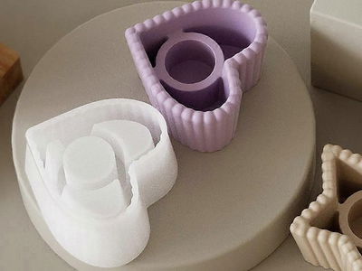 porta vela corazon con rayas 