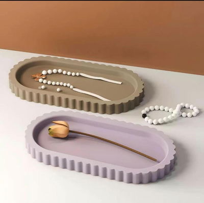 bandeja oval con borde rayado