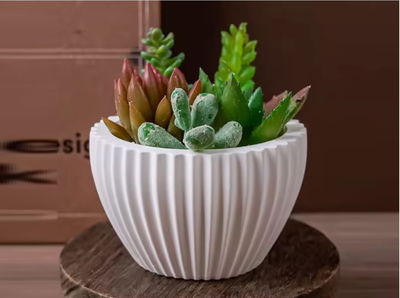 maceta rayada grande 