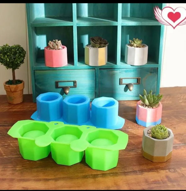 Maceta hexagonal x3 