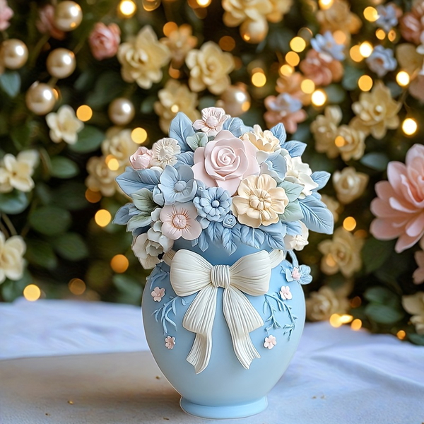 Florero Ramo de flores con moño