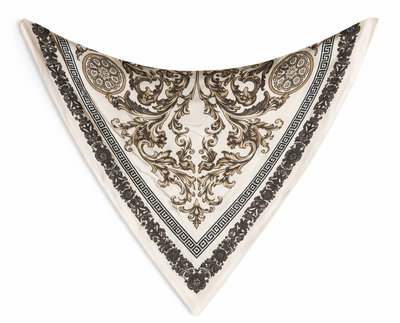 AGOTADO Pañuelo 90x90 Beige y Blanco Estampado 