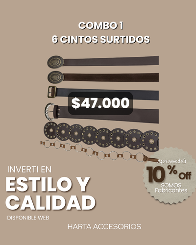 🔥 COMBO MAYORISTA 1 - 6 Cintos Surtidos