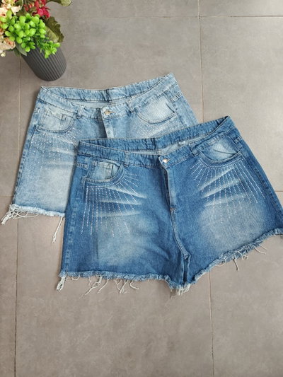 Shorts de jeans con strass 