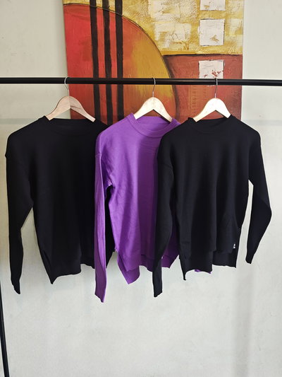Sweater cuello redondo corto 