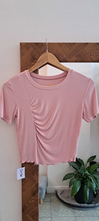 Remera manga corta frunce rulet