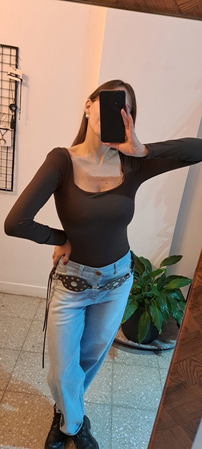 Body escote cuadrado manga larga