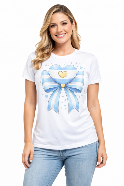 Remera Mujer Moño Argentina Dry Fit Entallada