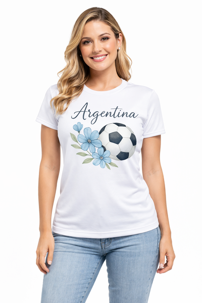 Remera Mujer Argentina Floral  Dry Fit Entallada
