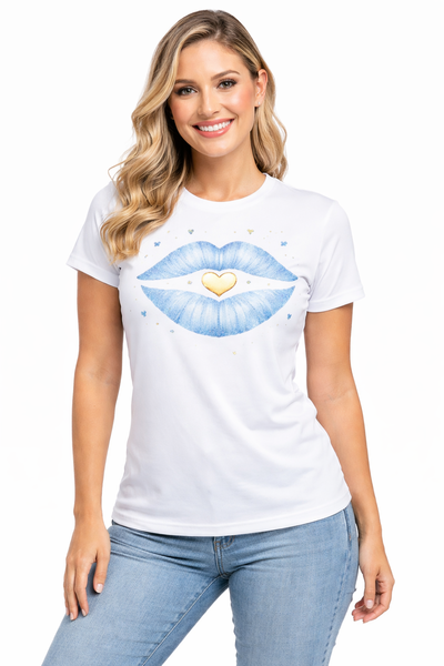 Remera Mujer Labios Argentina Dry Fit Entallada