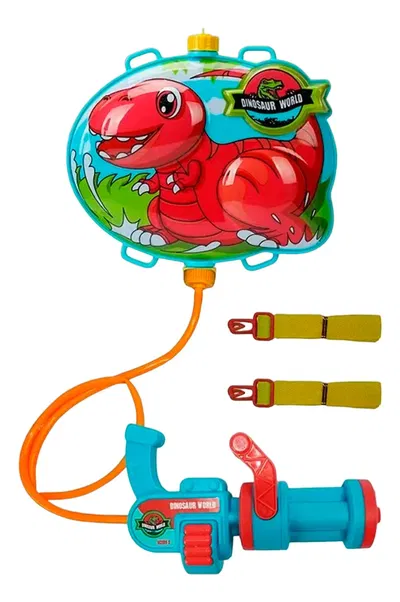 mochila con pistola de agua de dinosaurio