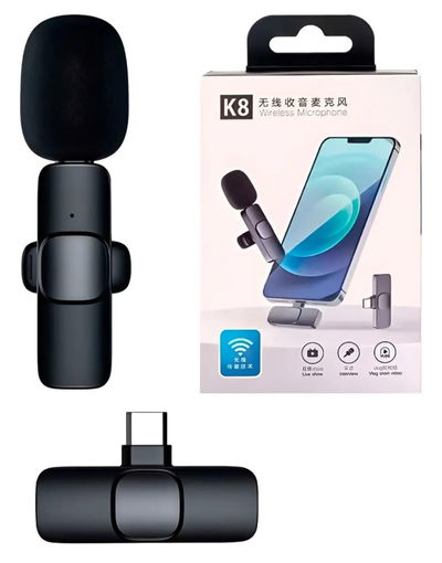 Micrófono Inalambrico K8 Corbatero Tipo C + Adaptador