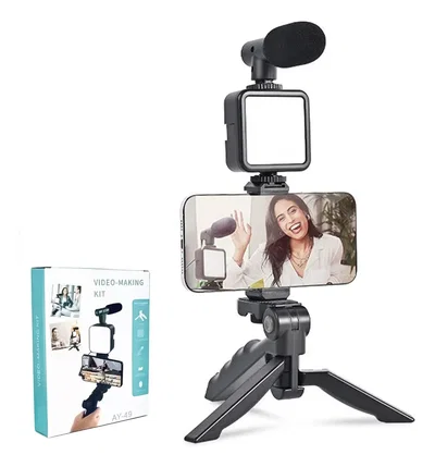 Tripode con luz y microfono