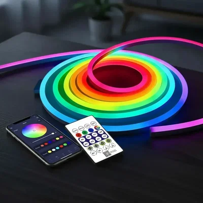 Tira Led Neon Rgb Audioritmica Bluetooth App Y Control Remot Rgb