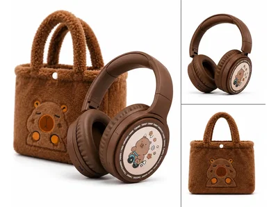 Auriculares capibara con bolso 